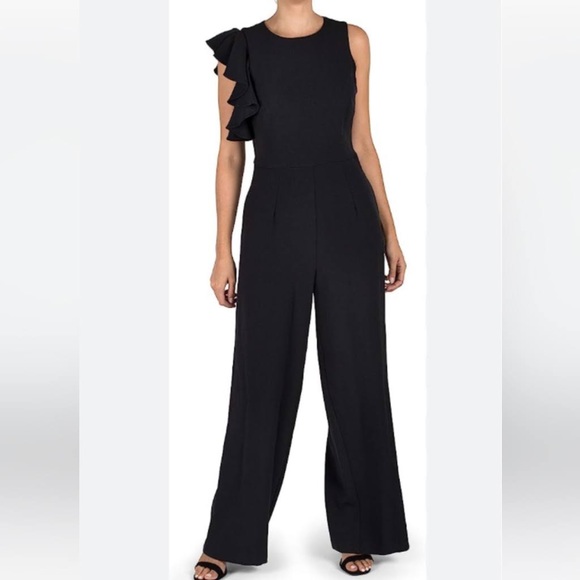 Julia Jordan Black semi formal jumpsuit with ruffle - Picture 1 of 5